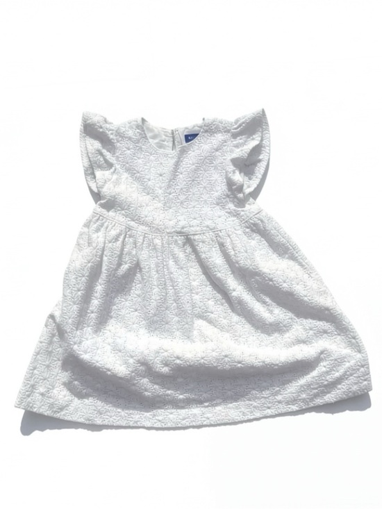 Maison Me Other - Girls' White Floral Eyelet Party Dress with Flutter Sleeves